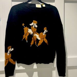 Anthropologie Maeve Poodles 100% Cashmere  Intarsia Sweater RARE, size S